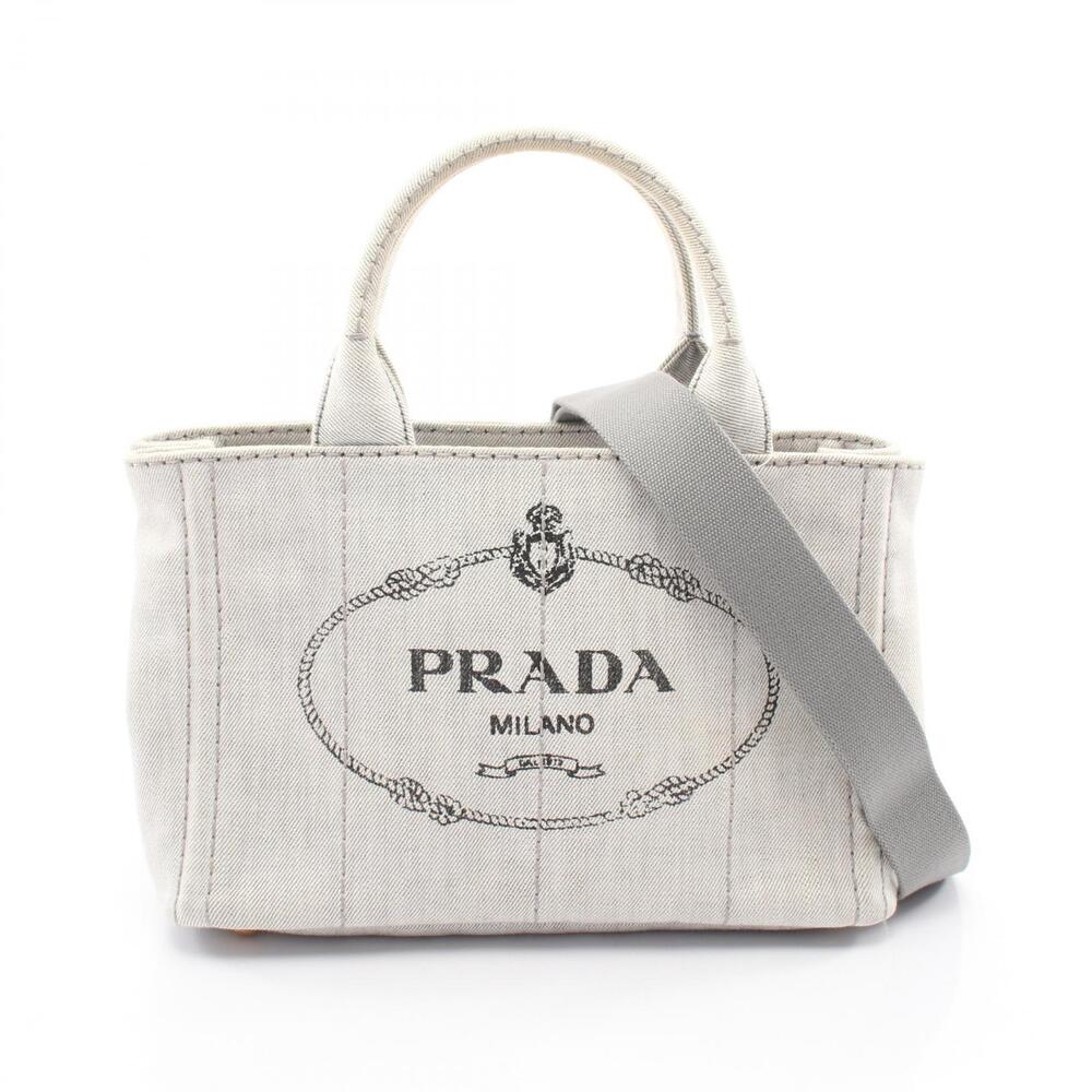 Prada DENIM CANAPA Tote Bag Gray